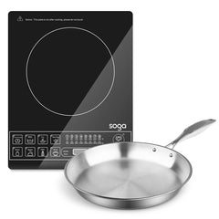 SOGA Electric Smart Induction Cooktop and 28cm Stainless Steel Fry Pan Cooking Frying Pan