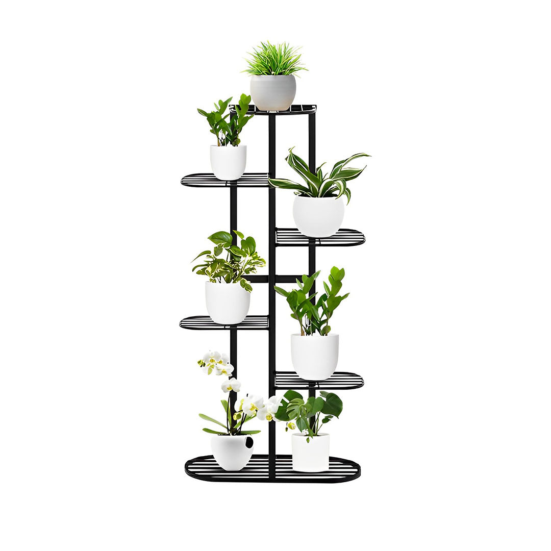 SOGA 6 Tier 7 Pots Black Metal Plant Rack Flowerpot Storage Display Stand Holder Home Garden Decor