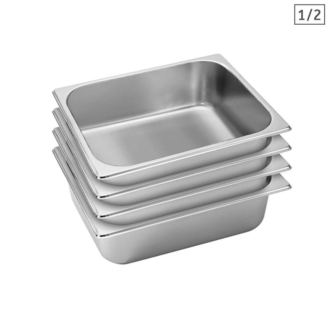 SOGA 4X Gastronorm GN Pan Full Size 1/2 GN Pan 10cm Deep Stainless Steel Tray