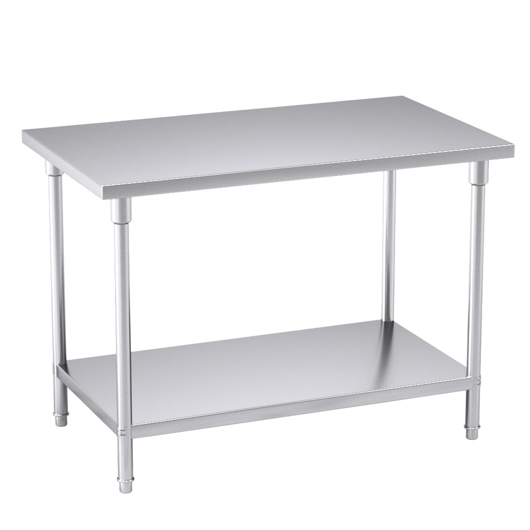 SOGA 2-Tier Commercial Catering Kitchen Stainless Steel Prep Work Bench Table 120*70*85cm