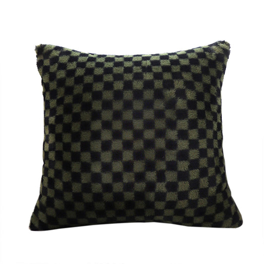 SOGA 45cm Urban Light Luxury Pillow Dark Night Green Checkered Square Throw Pillow