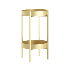 SOGA 2 Layer 50cm Gold Metal Plant Stand Flower Pot Holder Corner Shelving Rack Indoor Display