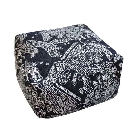 SOGA 55x30cm Black Squared Soft Pouffe Seat Cushion Elegant Home Accent Décor Stylish Footstool