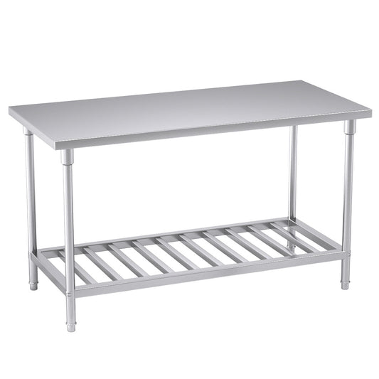 SOGA Commercial Catering Kitchen Stainless Steel Prep Work Bench Table 150*70*85cm