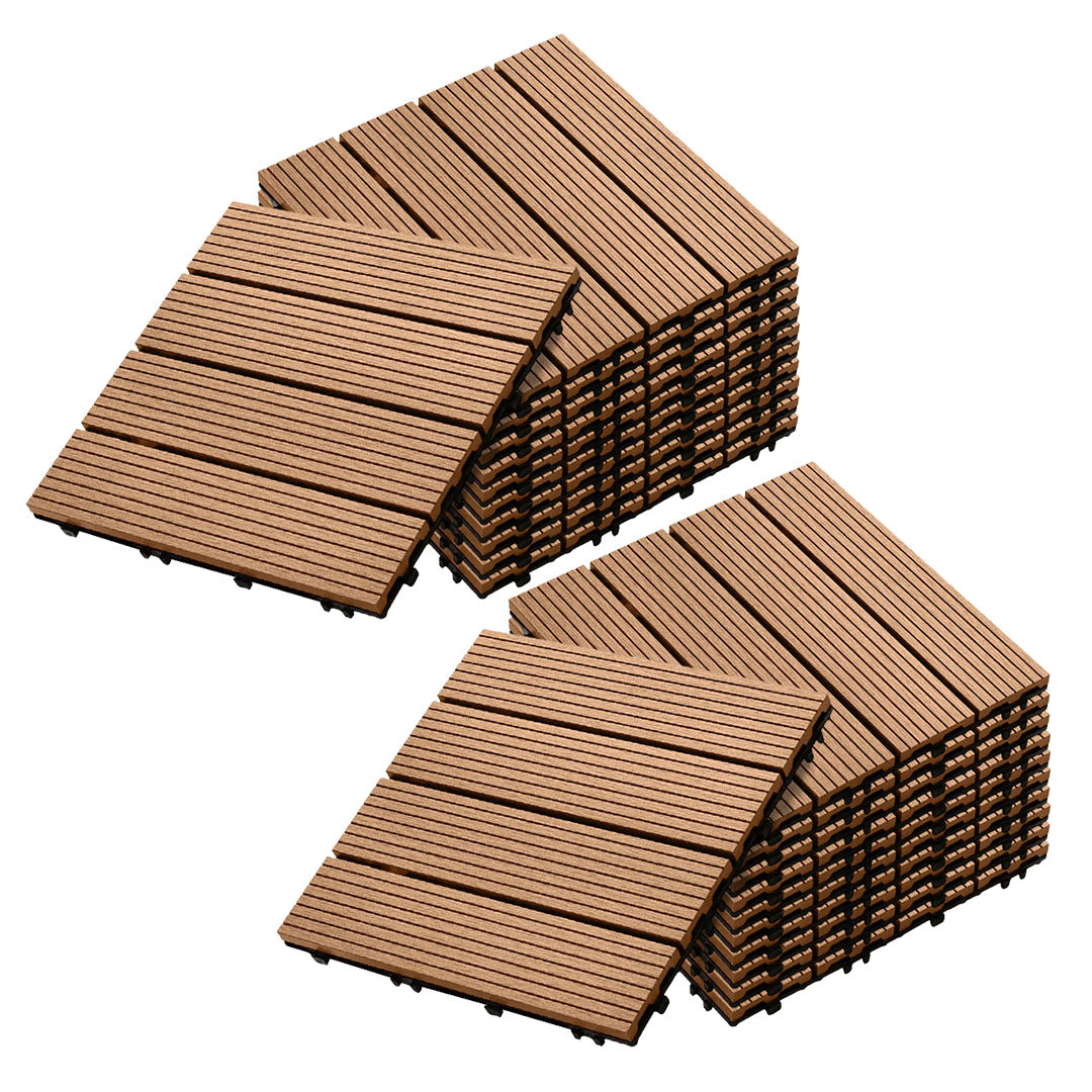 SOGA 2X 11 pcs Coffee DIY Wooden Composite Decking Tiles Garden Outdoor Backyard Flooring Home Decor