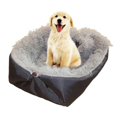 SOGA Black Dual-purpose Cushion Nest Cat Dog Bed Warm Plush Kennel Mat Pet Home Travel Essentials