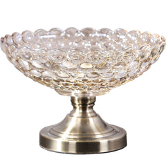 SOGA Bronze Pedestal Crystal Glass Fruit Bowl Candy Holder Countertop Dessert Serving Basket Decor