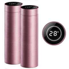 SOGA 2X 500ML Stainless Steel Smart LCD Thermometer Display Bottle Vacuum Flask Thermos Rose Gold