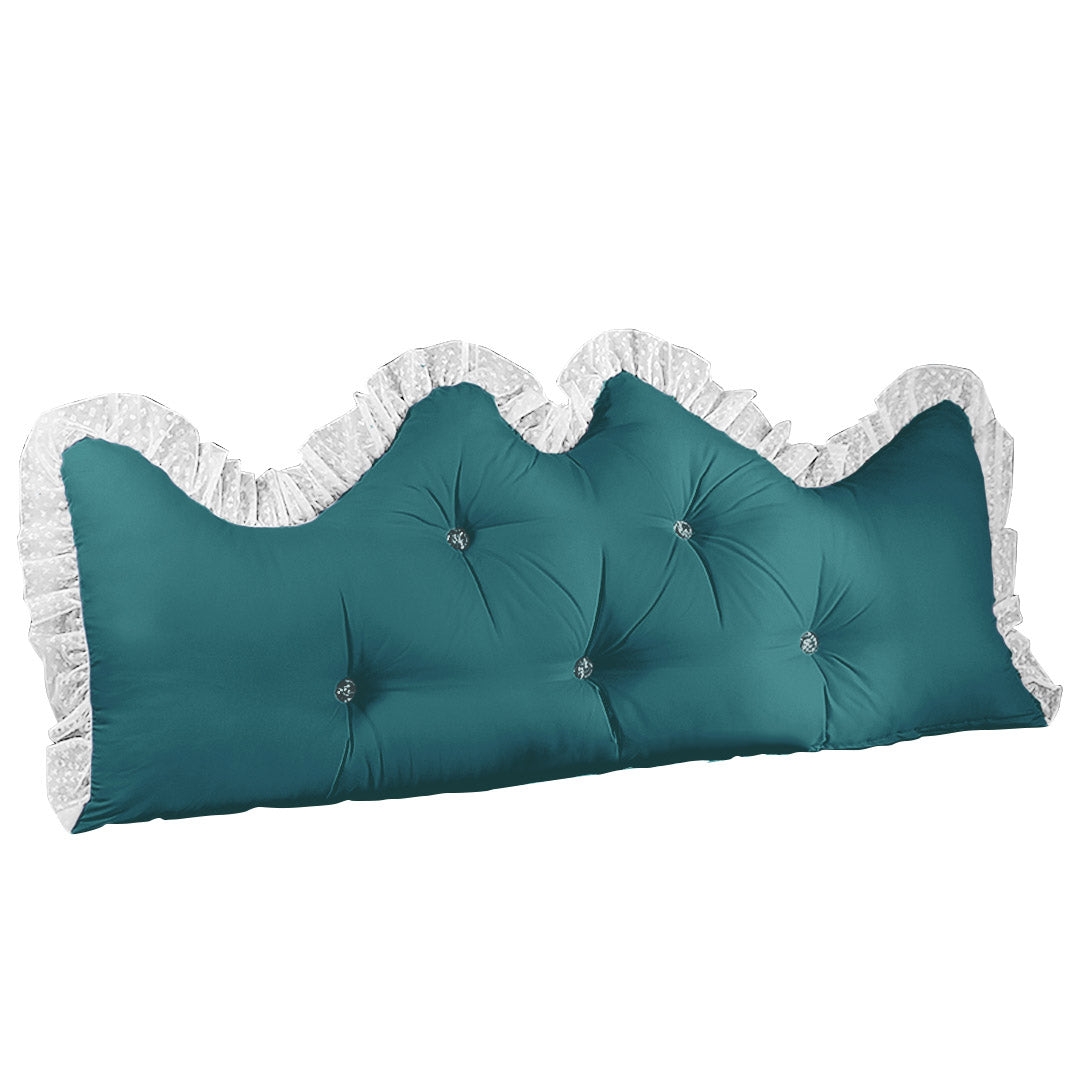 SOGA 150cm Blue-Green Princess Bed Pillow Headboard Backrest Bedside Tatami Sofa Cushion with Ruffle Lace Home Decor