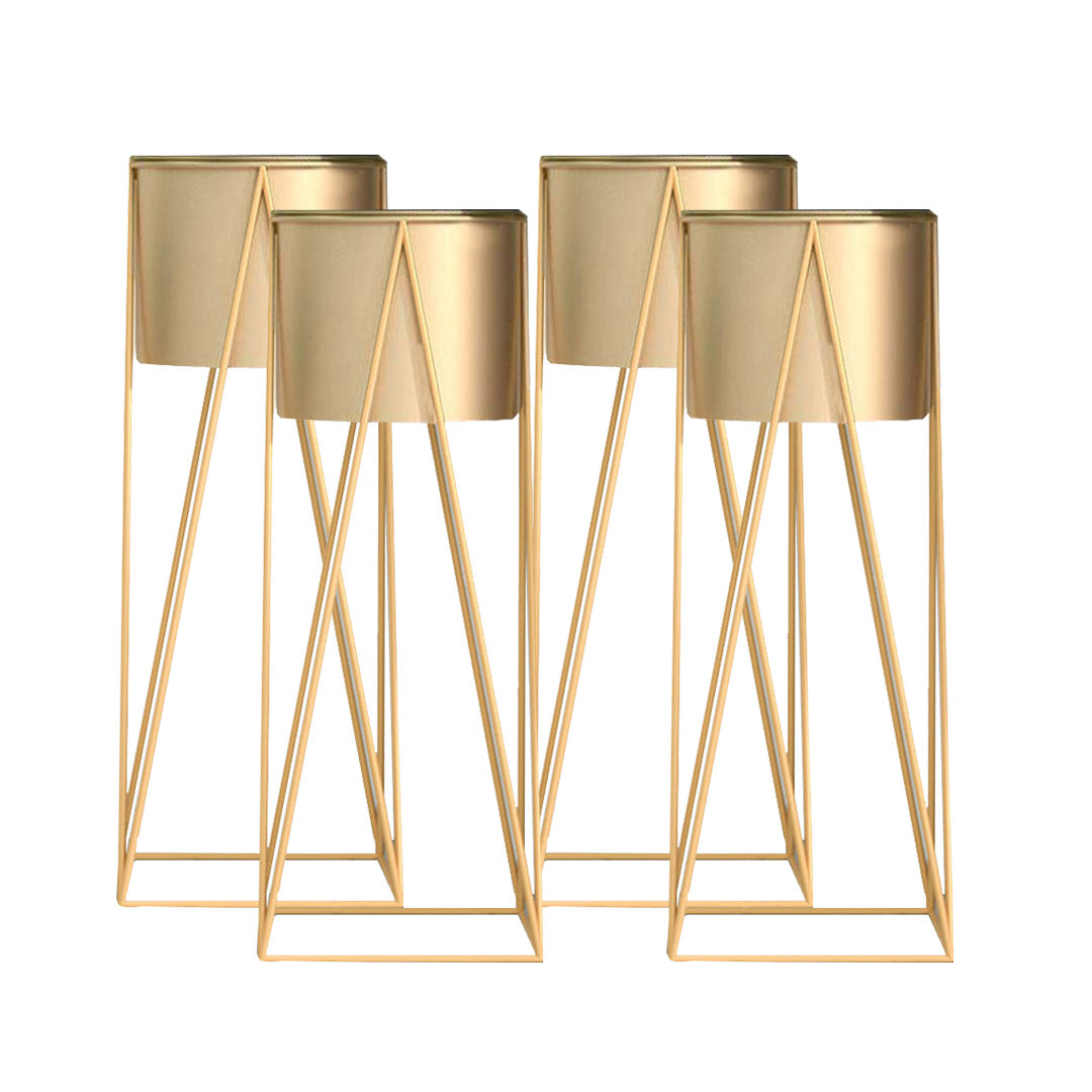 SOGA 4X 50cm Gold Metal Plant Stand with Gold Flower Pot Holder Corner Shelving Rack Indoor Display