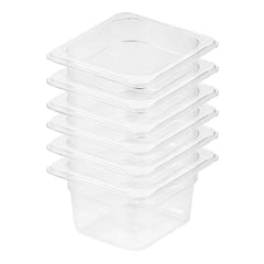 SOGA 100mm Clear Gastronorm GN Pan 1/6 Food Tray Storage Bundle of 6