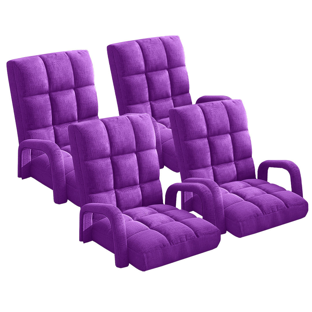 SOGA 4X Foldable Lounge Cushion Adjustable Floor Lazy Recliner Chair with Armrest Purple