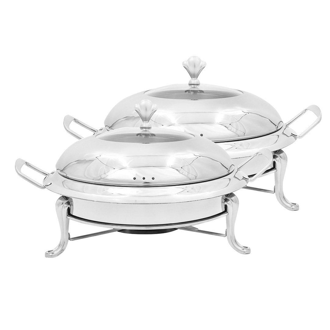 SOGA 2X Stainless Steel Round Buffet Chafing Dish Cater Food Warmer Chafer with Glass Top Lid