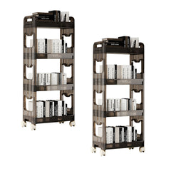 SOGA 2X 38x24cm Black 4 Tier Bookshelf & Cosmetic Storage Organizer Trolley Rack