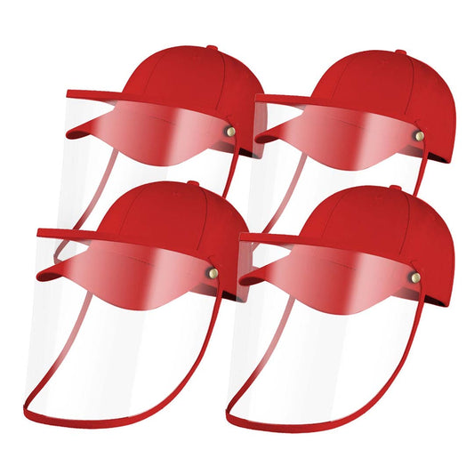 4X Outdoor Protection Hat Anti-Fog Pollution Dust Saliva Protective Cap Full Face HD Shield Cover Kids Red