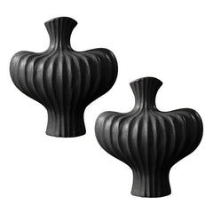 SOGA 2X 28X30cm Ornament Large Matte Black Vases Countertop Decoration Accessories Porch Crafts Home Decor