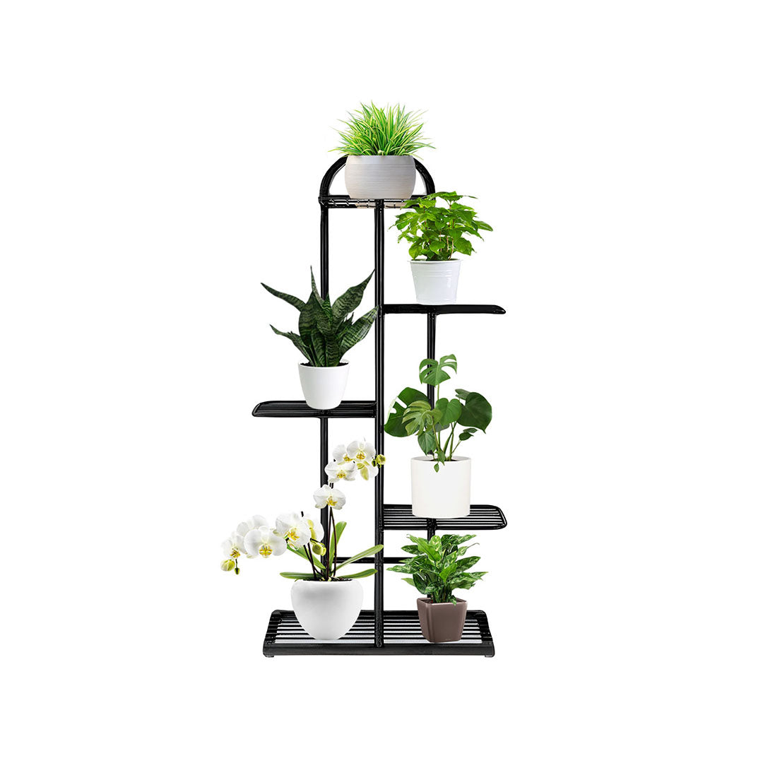 SOGA 5 Tier 6 Pots Black Metal Plant Stand Flowerpot Display Shelf Rack Indoor Home Office Decor