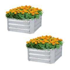 SOGA 2X 100cm Square Galvanised Raised Garden Bed Vegetable Herb Flower Outdoor Planter Box