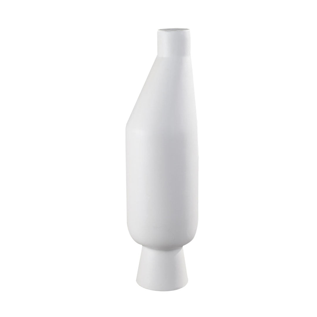 SOGA 14x52cm Ornament White Minimalist Vases with Narrow Neck Rounded Body for Modern Home Decor