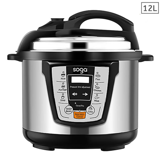 SOGA Electric Stainless Steel Pressure Cooker 12L 1600W Multicooker 16