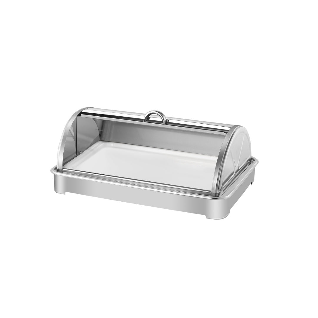 SOGA 59x38.5cm Silver Ceramic Serving Bowl with Chafing Dish Buffet Server for Kitchen Dining Essential