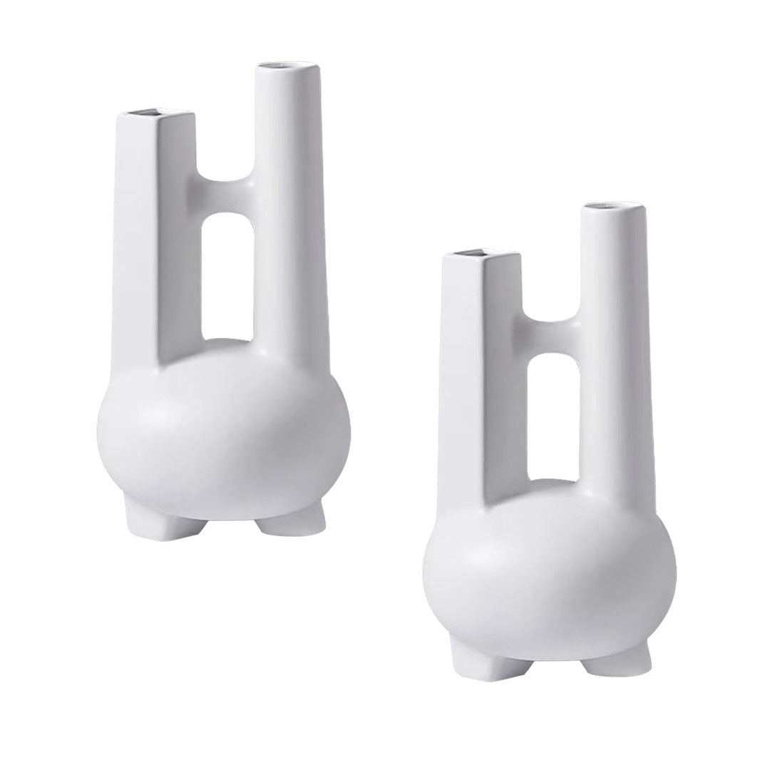 SOGA 2X Ornament Modern Geometric Vase Minimalist Double Tube Abstract Sculpture for Home Décor