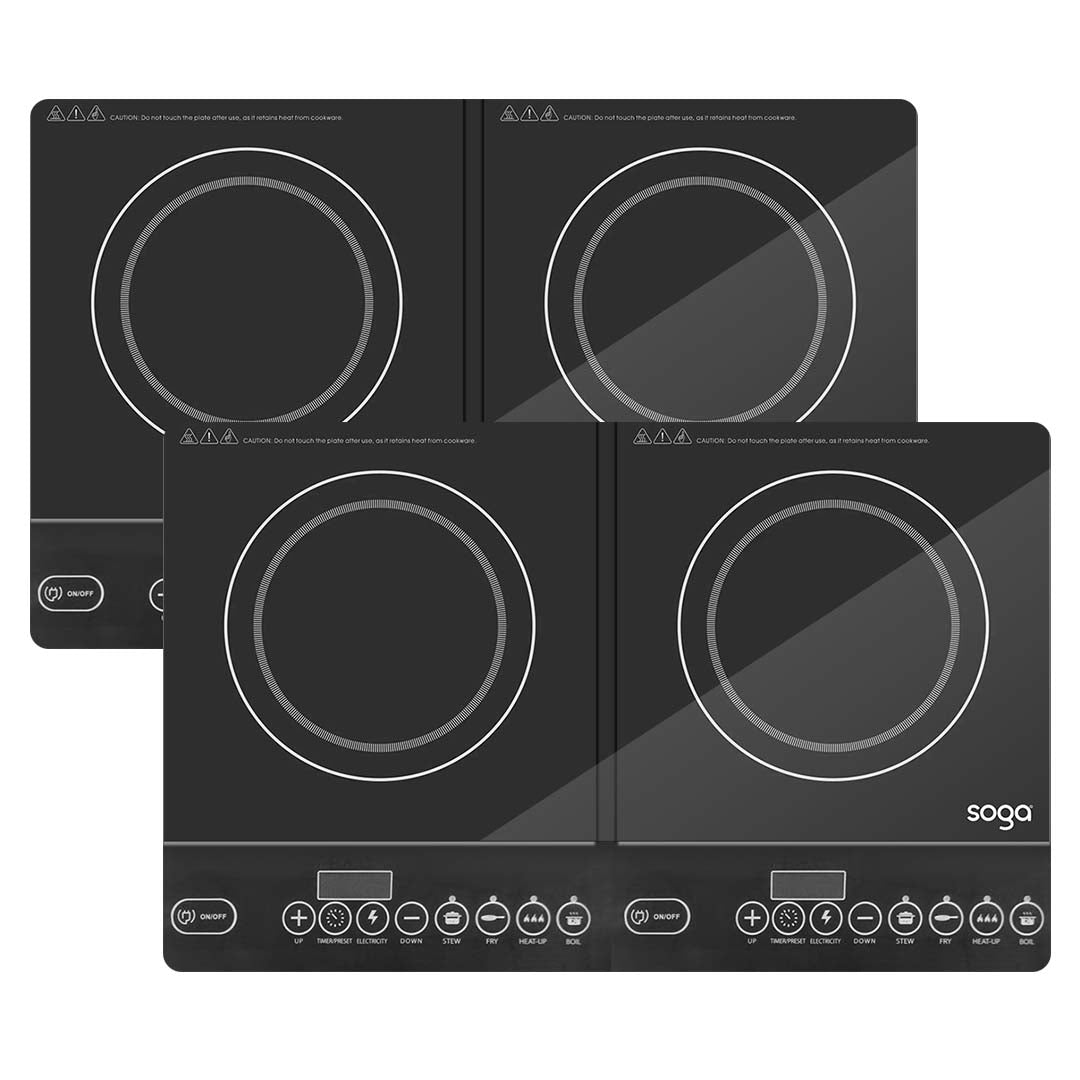 SOGA 2X Cooktop Portable Induction LED Electric Double Duo Hot Plate Burners Cooktop Stove