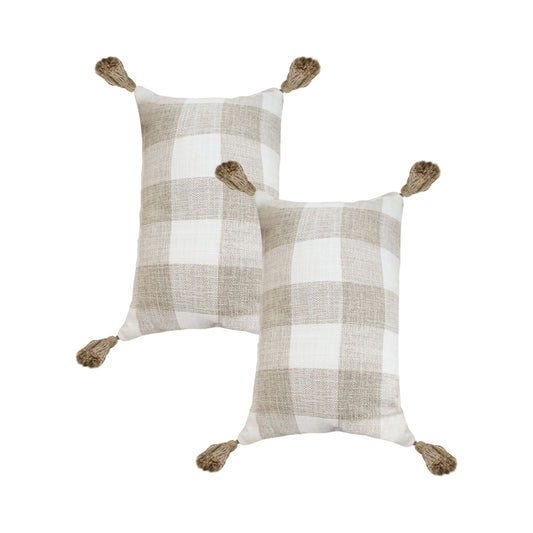 SOGA 2X 30CM Pillow Lumbar Cover Decorative Plaid Farmhouse Cushion Throw Pillow