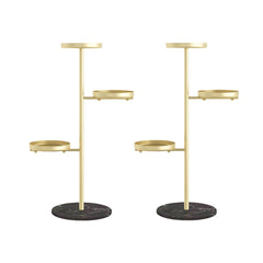 SOGA 2X 3 Tier Gold Round Plant Stand Flowerpot Tray Display Living Room Balcony Metal Decorative Shelf