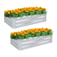 SOGA 2X 120cm Rectangle Galvanised Raised Garden Bed Vegetable Herb Flower Outdoor Planter Box