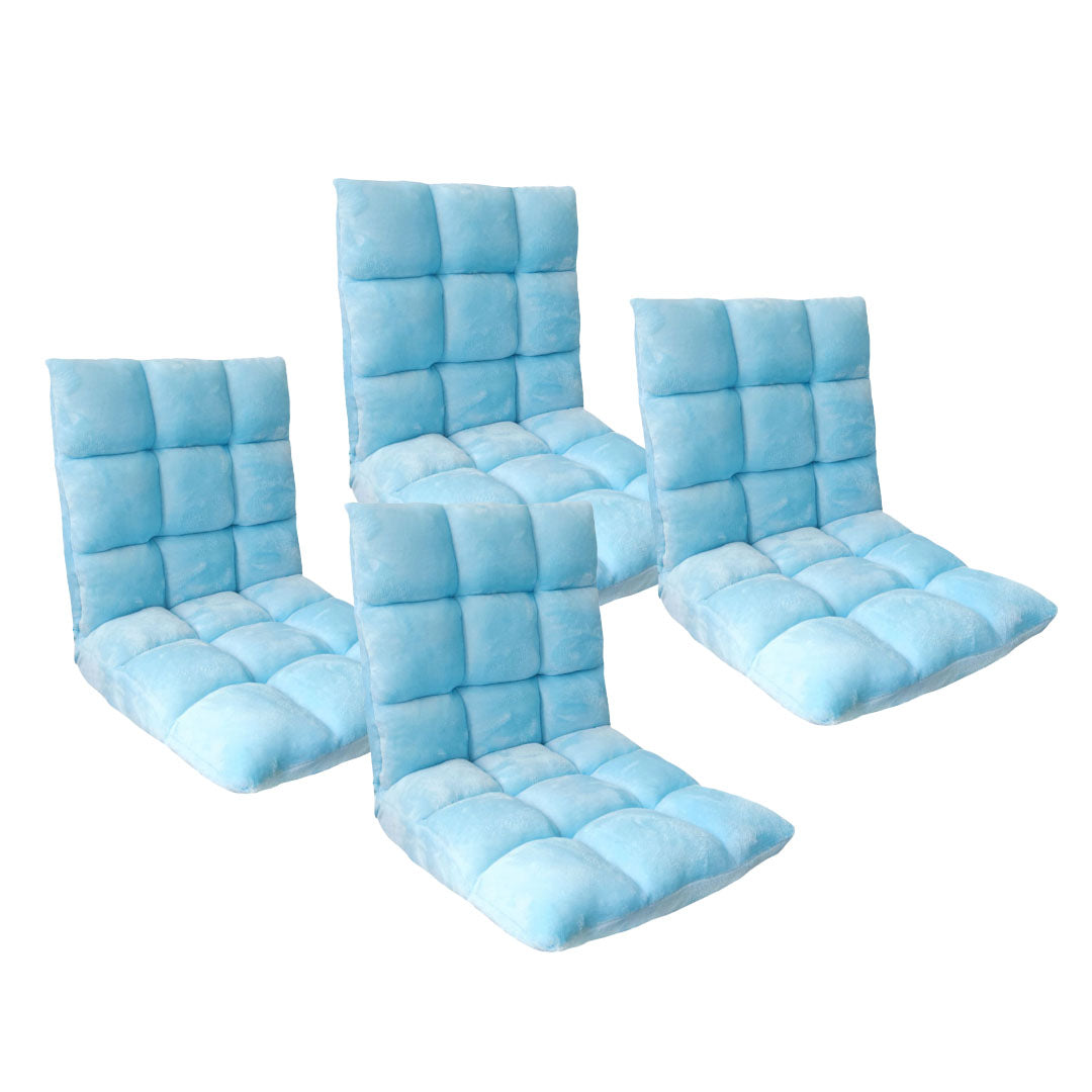 SOGA 4X Floor Recliner Collapsible Lounge Sofa Couch Folding Chair Cushion Light Blue