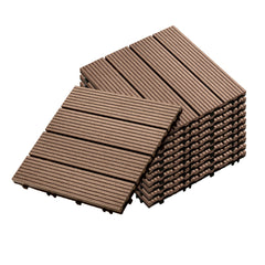 SOGA 11 pcs Light Chocolate DIY Wooden Composite Decking Tiles Garden Outdoor Backyard Flooring Home Decor