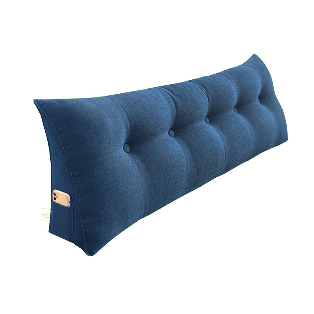 SOGA 100cm Blue Triangular Wedge Bed Pillow Headboard Backrest Bedside Tatami Cushion Home Decor