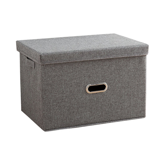 SOGA Grey Large Foldable Canvas Storage Box Cube Clothes Basket Organiser Home Decorative Box