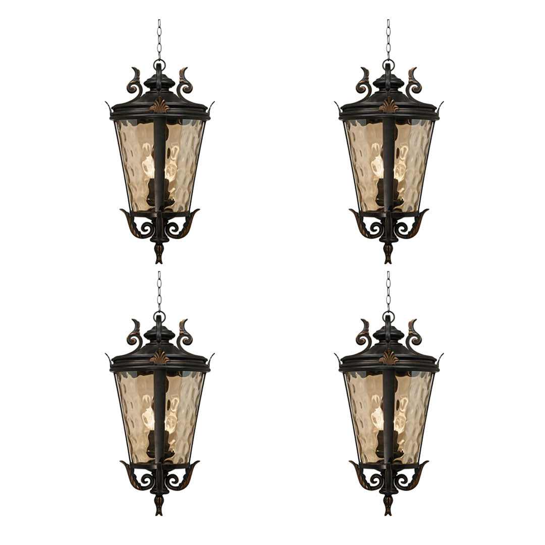 SOGA 4X 60.3cm Vintage Aluminum & Glass Lantern Elegant Chandelier Style