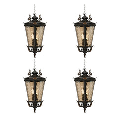 SOGA 4X 60.3cm Vintage Aluminum & Glass Lantern Elegant Chandelier Style