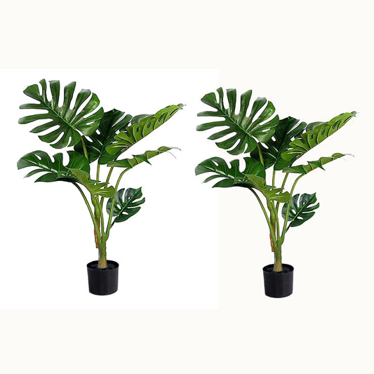 SOGA 2X 120cm Artificial Green Indoor Turtle Back Fake Decoration Tree Flower Pot Plant