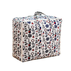 SOGA Nautical Icons Medium Storage Luggage Bag Double Zipper Foldable Travel Organiser Essentials