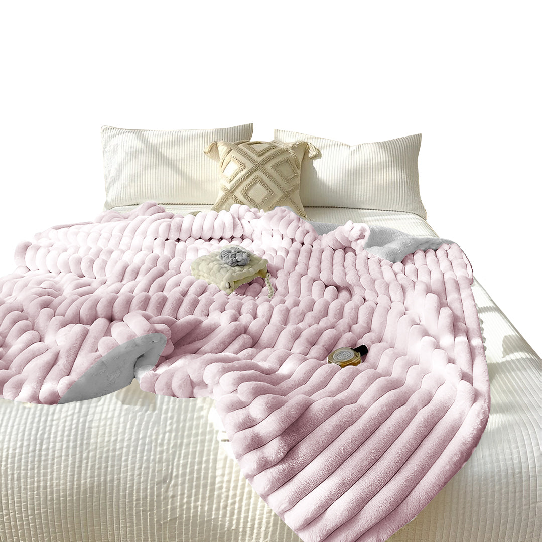 SOGA 150x200cm Throw Blanket Bean Paste Pink Premium Milk Velvet Luxuriously Soft Cozy Bedding