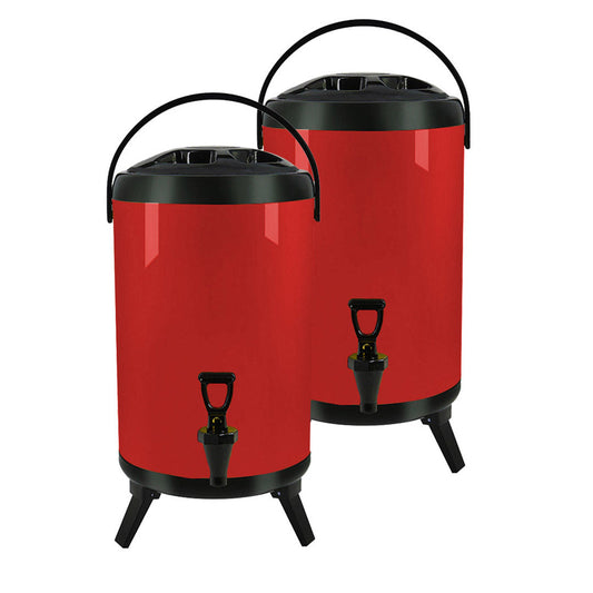 SOGA 2X 18L Stainless Steel Insulated Milk Tea Barrel Hot and Cold Beverage Dispenser Container with Faucet Red