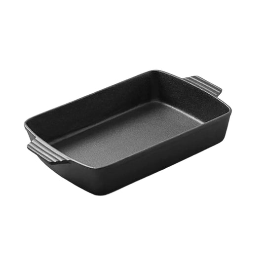 SOGA 33cm Cast Iron Rectangle Bread Cake Baking Dish Lasagna Roasting Pan