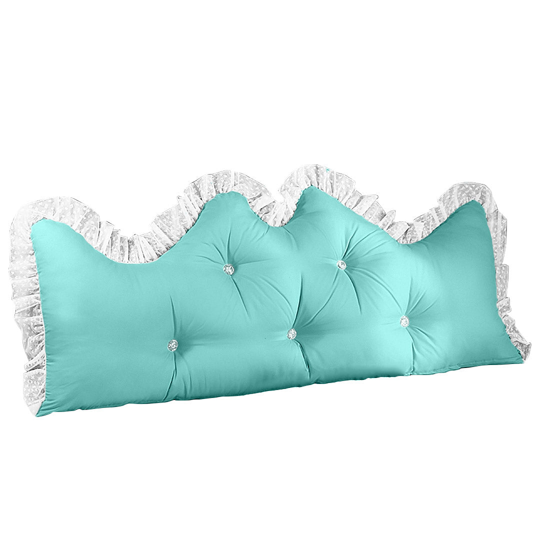 SOGA 150cm Light Blue Princess Bed Pillow Headboard Backrest Bedside Tatami Sofa Cushion with Ruffle Lace Home Decor