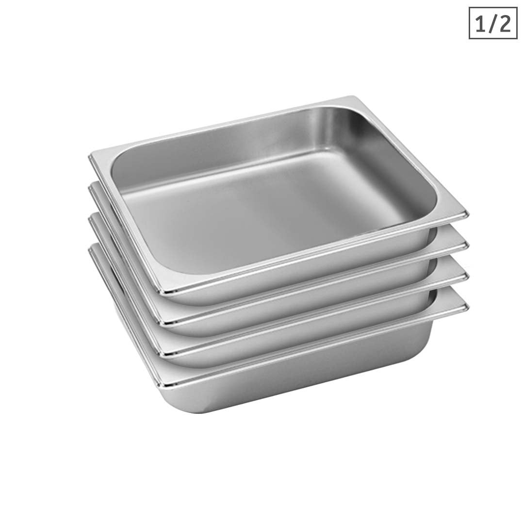 SOGA 4X Gastronorm GN Pan Full Size 1/2 GN Pan 6.5cm Deep Stainless Steel Tray