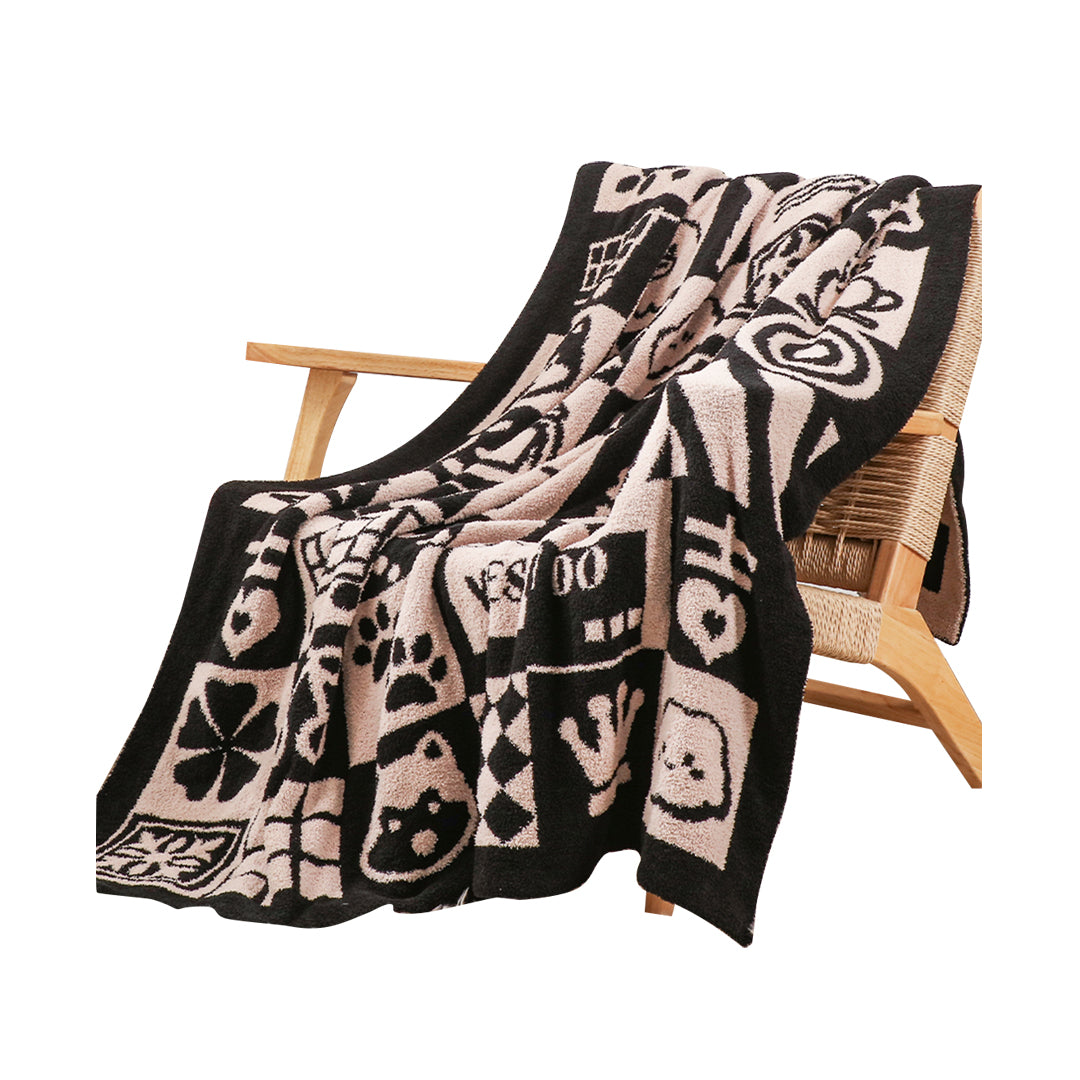 SOGA 130x160cm Throw Blanket  Black and White New Year Limited Edition Peace and Joy Plush Cozy