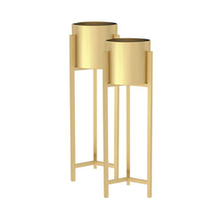 SOGA 2X 75cm Gold Metal Plant Stand with Flower Pot Holder Corner Shelving Rack Indoor Display