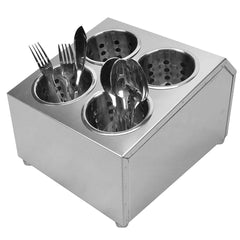 SOGA 18/10 Stainless Steel Commercial Conical Utensils Square Cutlery Holder with 4 Holes