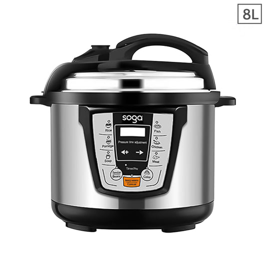 SOGA Electric Stainless Steel Pressure Cooker 8L 1600W Multicooker 16