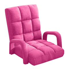 SOGA Foldable Lounge Cushion Adjustable Floor Lazy Recliner Chair with Armrest Pink