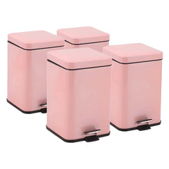 SOGA 4X Foot Pedal Stainless Steel Rubbish Recycling Garbage Waste Trash Bin Square 12L Pink