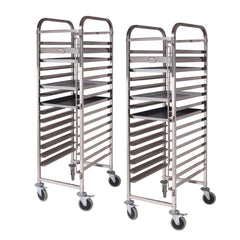 SOGA 2x Gastronorm Trolley 16 Tier Stainless Steel Cake Bakery Trolley Suits 60*40cm Tray